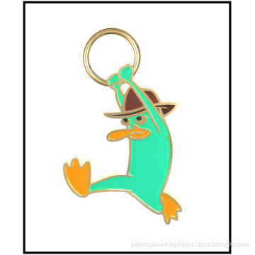 Cartoon Duck Metal Mobile Charms, Filling Colors And Gold Plated Finish, For Mobile Access